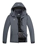 FTIMILD Men's Skiing Jacket with Hood Winter Waterproof Hiking Fishing Travel Fleece Jacket Raincoat