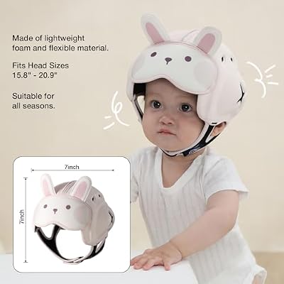 Mambobaby Baby Head Protector Helmet for Crawling and Walking, Breathable Soft Helmet, Ultra-Lightweight & Adjustable, Prevents Bumps Safety Helmet for Infants Toddlers 6-24 Months (Fluffy Bunny)