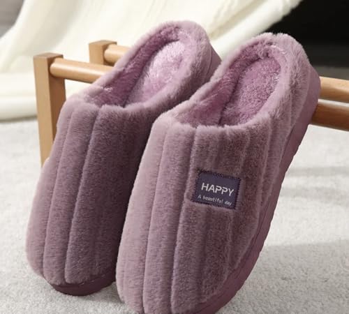 Image of Wolvesden Unisex Winter Woolen Slippers | Fluffy Indoor Slip-Ons | Size 4-8, Multicolor (1 Pair)
