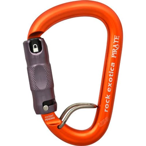 Rock Exotica Pirate Locking Carabiner - WireEye Auto-Lock Orange