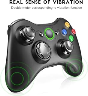 Dhaose 2.4GHz Controller for PC, Xbox 360 Wireless Controller with Receiver, Dual Vibration Ergonomic Design Enhanced Gamepad for Xbox 360 / PC Windows 7/8/10