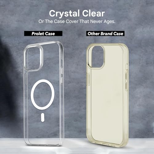 Image of Prolet Anti- Yellow Crystal Clear Hard Case Cover Compatible with iPhone 16 Pro with Magnetic Mag-Safe Wireless Charging Support, Shockproof Hard Back Cover (Transparent)