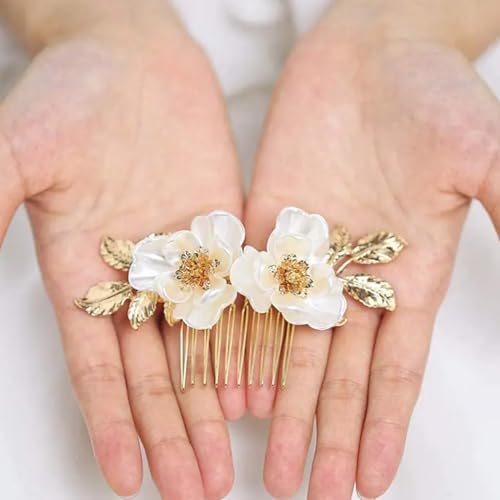 Peineta Vintage para Novia con Flores y Perlas miniatura 5
