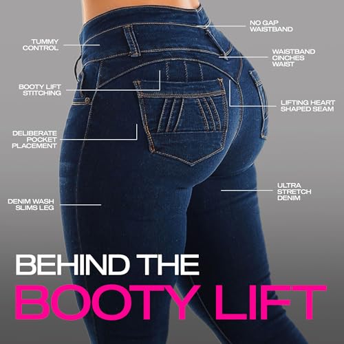 Image of Moda Xpress Women's Butt Lifting High Waisted Bootcut Jeans - Stretchy, Comfortable Flare Jeans in Junior Size Vintage Style