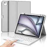 IVEOPPE Tastiera iPad Air 13 M4 2026/M3 2025/M2 2024 con Touchpad, Cover Tastiera Trackpad Italiano QWERTY Magnetico Staccabile Bluetooth con Portapenna per iPad pro 12.9 3-6 Gen,Grigio Chiaro