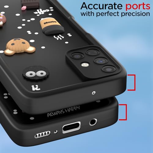 Image of Outlouders Back Cover for Samsung Galaxy M51 | 3D Cartoon Cute Fun Bear | Silicone Full Body Protection Bumper Case (Black)