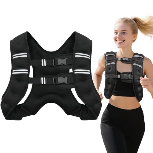 Wolliwa 8lb/12lb/16lb/20Lb Weighted Vest for Woman Men with Reflective Stripe, Size Adjustable Strength Training Weighted Vest for Walk Running Jogging 11 lb