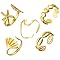 Sikweny 5 Pièces Bague Femme Or Bague Acier Inoxydable, Mpilables Plaquées Or Réglables pour Fiançailles Cadeau Bijoux Géométrique Anneau en Ouvert Style Marin D'été pour Femmes et Filles