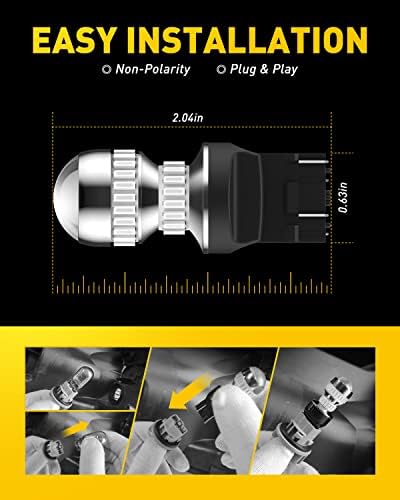 AUXITO 2025 Upgraded 7440 7443 LED Bulb Red for Tail Lights Brake Lights, 400% Brighter T20 W21W 7441 7444 LED Lights with Projector for Stop Tail Brake Turn Signal Lights, Pack of 2 - 4