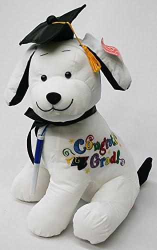 Graduation - 12" White Dog Plush Toy Doll with Autograph Pen