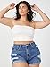 Floerns Women's Plus Size Solid Strapless Bandeau Tops Basic Crop Tube Tops White 4XL