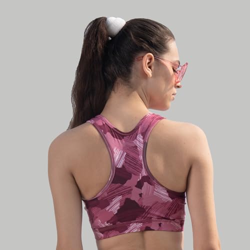 Image of SOIE Women's Medium Impact Quick Dry Padded Racerback Printed Athleisure Sports Bra