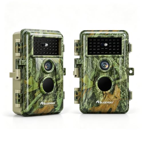 2-Pack Game & Trail Camera, 64MP 1296P H.264 MP4 Video Cam with 940nm No Glow Night Vision Motion Activated IP66 Waterproof for Outdoor Wildlife Monitoring, Yard Security, Animal Observation