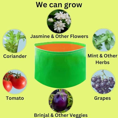 Image of by Bright Enterprises HDPE Grow Bags 15x15 Inch (Set of 9) - Heavy Duty Grow Bags for Terrace & Home Gardening | Plant Bags for Vegetables, Fruits and Plants | Grow Bag Combo Pack