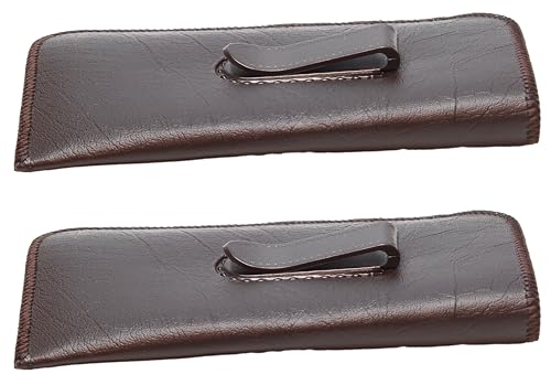 Image of Calabria S-41 Soft Slim Slip In Eyeglass Case w /Pocket Belt Clip PU Leather Mens Womens Glasses Holder Pouch Sleeve Storage