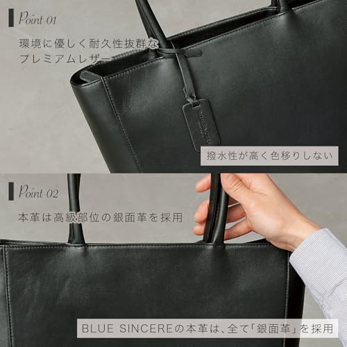 BLUE SINCERE トートバッグ メンズ 本革 自立 大容量 A4 PC14インチ対応 撥水 5ポケット付き シンプル ファスナー付き ビジネストート ビジネスバッグ / RT6 の商品画像 3
