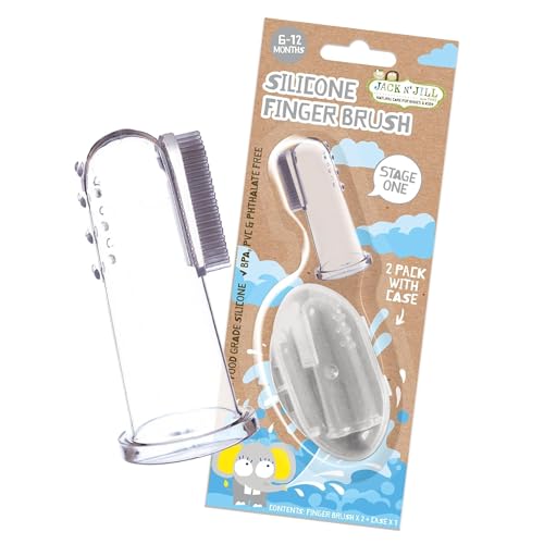 Image of Jack N Jill Baby Silicone Finger Brush, Two Brushes Plus Case (Pack of 1)