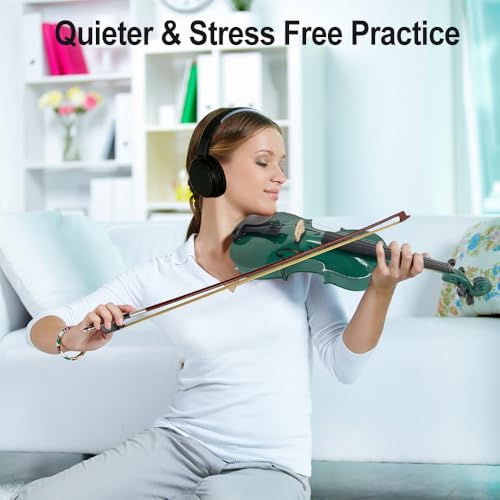 Image of Electric Violin 4 /4 full Size 4 string Acoustic Violin Spruce Maple Ebony Wood with Case, Bow Handmade for Beginners, Students, Professionals (Green)