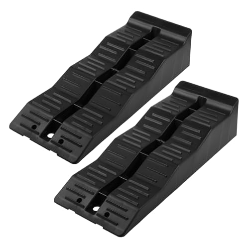 Cabilock 2 Piezas Cuñas Niveladoras para Autocaravanas Bloques de Plástico Hdpe Triple para Remolques y Caravanas Rampas Resistentes hasta Toneladas Estabilidad Terreno Irregular