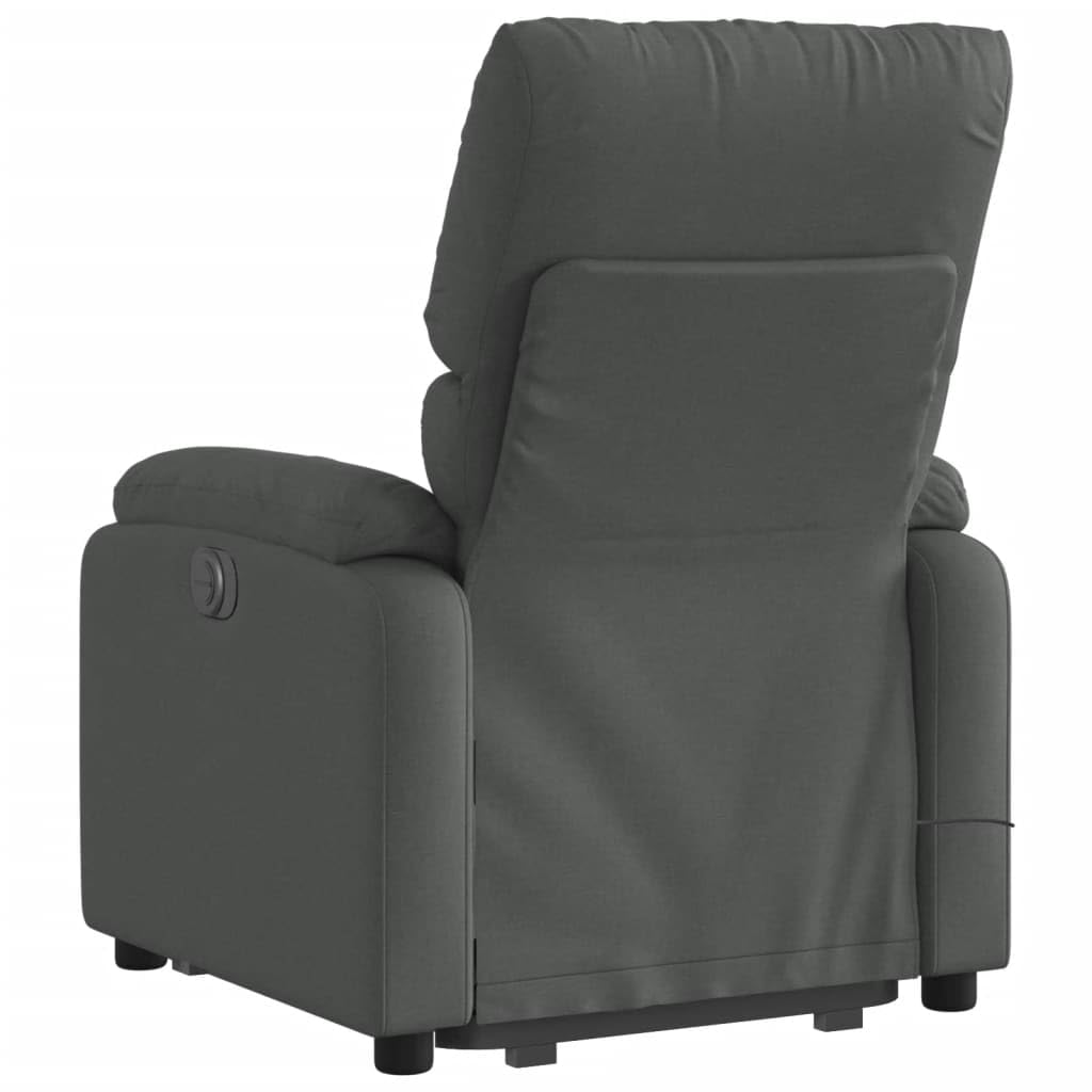 Sillón elevador eléctrico con masaje reclinable gris oscuro de tela con 6 puntos de vibración y función de elevación para ancianos, cómoda y estable