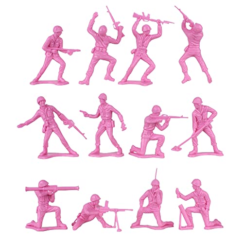 TimMee Plastic Army Men - Pink 48pc Toy Soldier Figures - Made in USA - Thumbnail 4