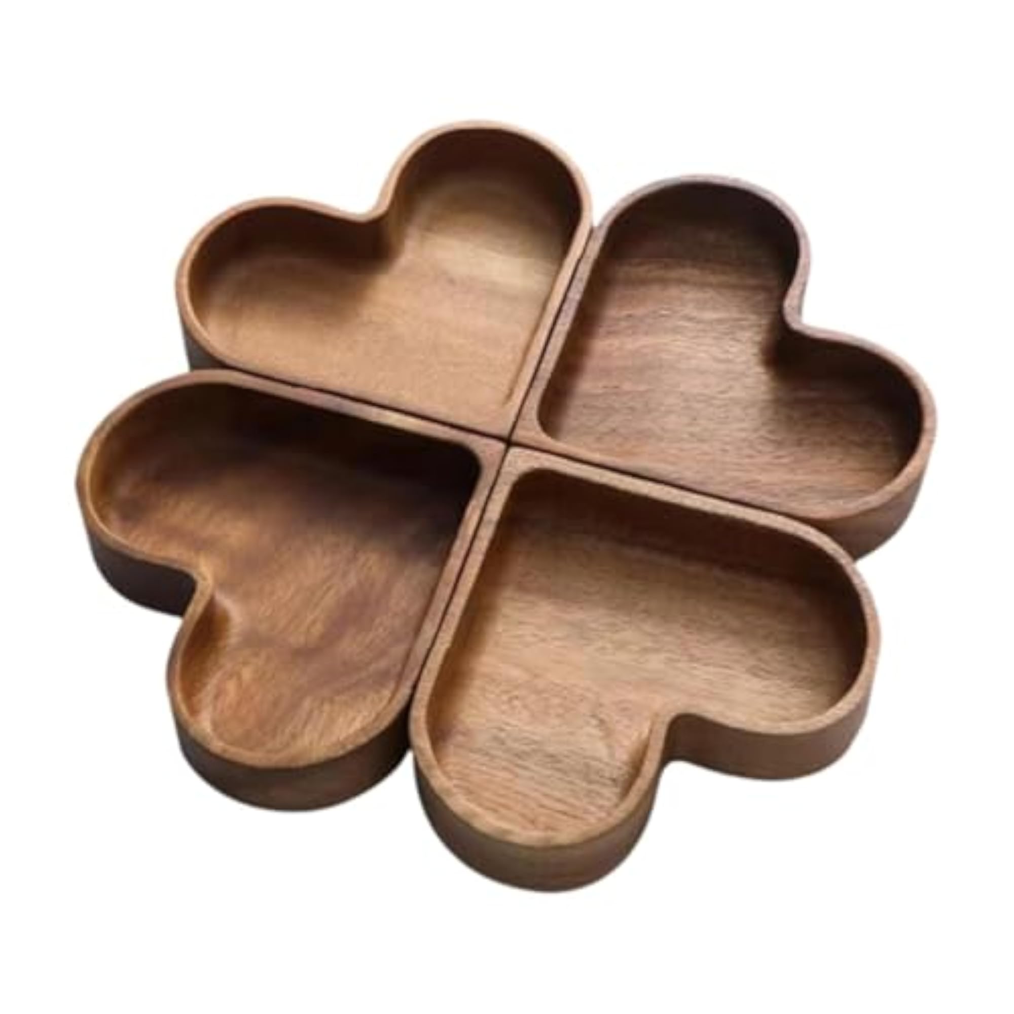 4Pcs Heart Shaped Serving Tray Wood Bowl Set