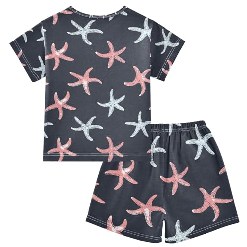ALAZA Starfish Cartoon Pajamas Set Short Sleeve Cotton Sleepwear Summer Pjs 2 Piece 5-14Y2