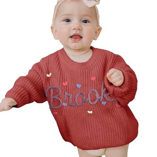 REQTYUI Personalisierter Baby Strickpullover mit gesticktem Namen,...