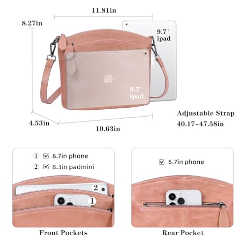 Image of HESHE Crossbody Bags for Women Genuine Leather Purses with Multi-Pockets Vintage Ladies Small Shoulder Satchel Bag