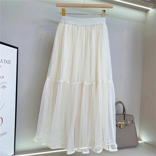 Jupe en filet de printemps été beige à taille unique pour femme