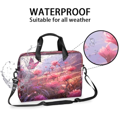 Maletín para laptop 15.6-16 pulg con flores rosa impermeable miniatura 3