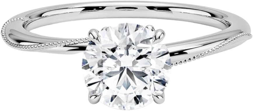 1-5 CT Moissanite Engagement Ring Colorless VVS1 10K 14K 18K Solid Gold & 925 Sterling Silver Camellia Milgrain Moissanite Engagement Ring Christmas gift for Women
