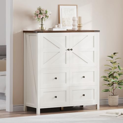 YITAHOME 8 Drawer Dresser with LED Light,White Dresser, Modern 8 Chest of Drawers with Deep Drawers Glass Top High Gloss Surface, Storage Organizer Cabinet for Living Room White-3
