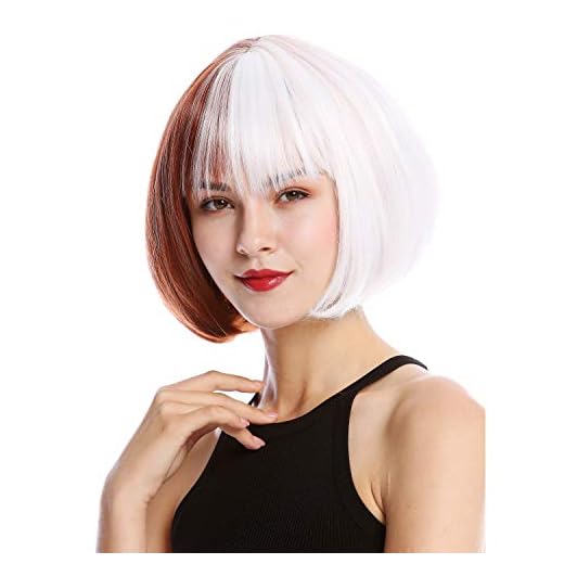WIG ME UP ® - GFW2289-1001+350 Perruque dame qualité carré long volumineuse lisse bicolore séparée noir rouge