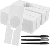 SINJEUN 60 Stück 5 x 12,5 cm Leere Trennwände für Kleiderbügel, rechteckige, weiße Kunststoff-Trennwände, Kleiderständer, Größenteiler, für Schrank, Kleidergeschäfte