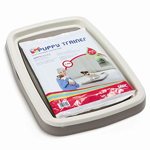 Savic Puppy Trainer Hundetoilette für Welpen, Starter-Set, Toilette mit 7 Pads, Größe M, 46,5 x 35 x 4 cm