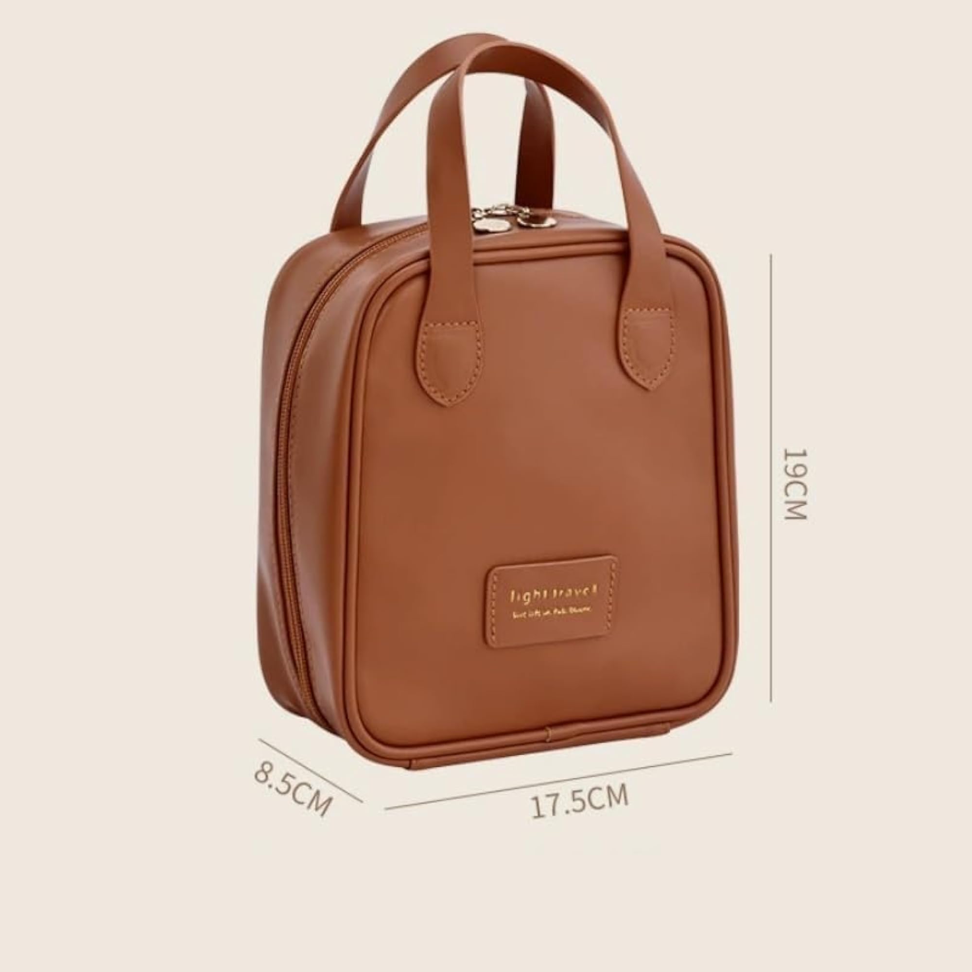 Waterproof Leather Travel Makeup Bag, Zipper Closure