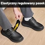 Diabetic Shoes Męskie bardzo szerokie skórzane buty ortopedyczne z regulowanymi kapciami na rzepy Wygodne codzienne buty