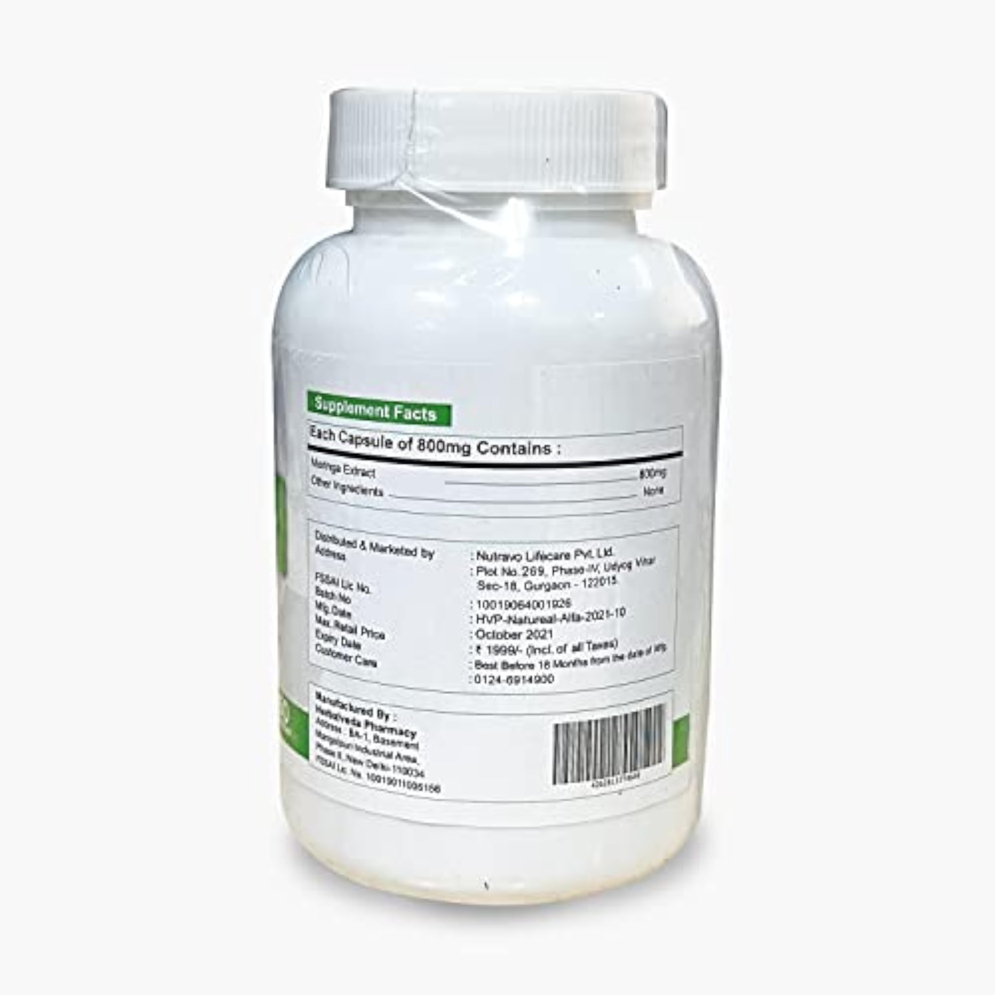 Overall Wellness Combo: Spirulina & Moringa Extract 800mg, 60 Capsules