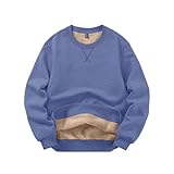 [KEFITEVD] スウェット レディース 防寒 裏ボア トレーナー クルーネック 長袖 無地 プルオーバー 暖かい ルームウェア ウオーキング スポーツウェア 大きいサイズ 冬服 ブルー M