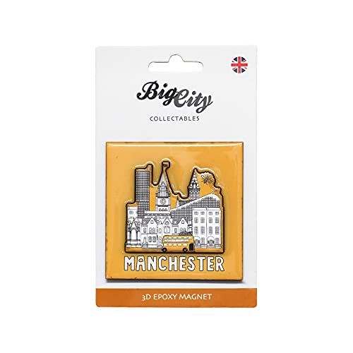 Big City 3D Epoxy Fridge Magnet Manchester Bee Liverpool Birmingham Newcastle Skyline Liver Bird (Manchester Skyline 3D Epoxy)
