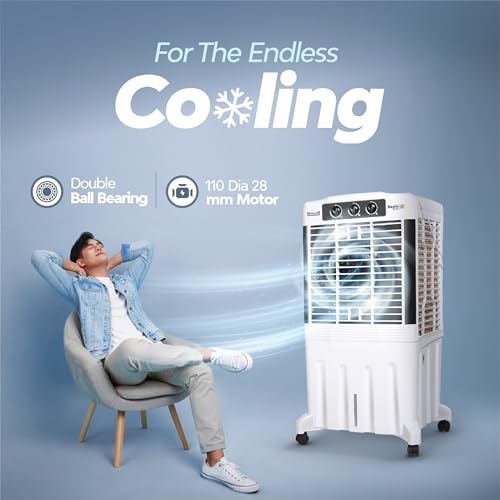 Image of SUMMERCOOL Nexia 95Ltr Desert Air Cooler for Home | High Speed Fan | 35ft powerful air throw | Inverter Compatible | HoneyComb | Collapsible Louvres| 1 year warranty | White