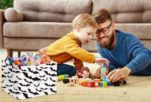 Image of Rectangular Batman Basket Kids Storage Basket Kids Baby Nursery Basket for Boys Bat Room Decor Cute Toy Storage Organizer Bins Bedroom(Bats)