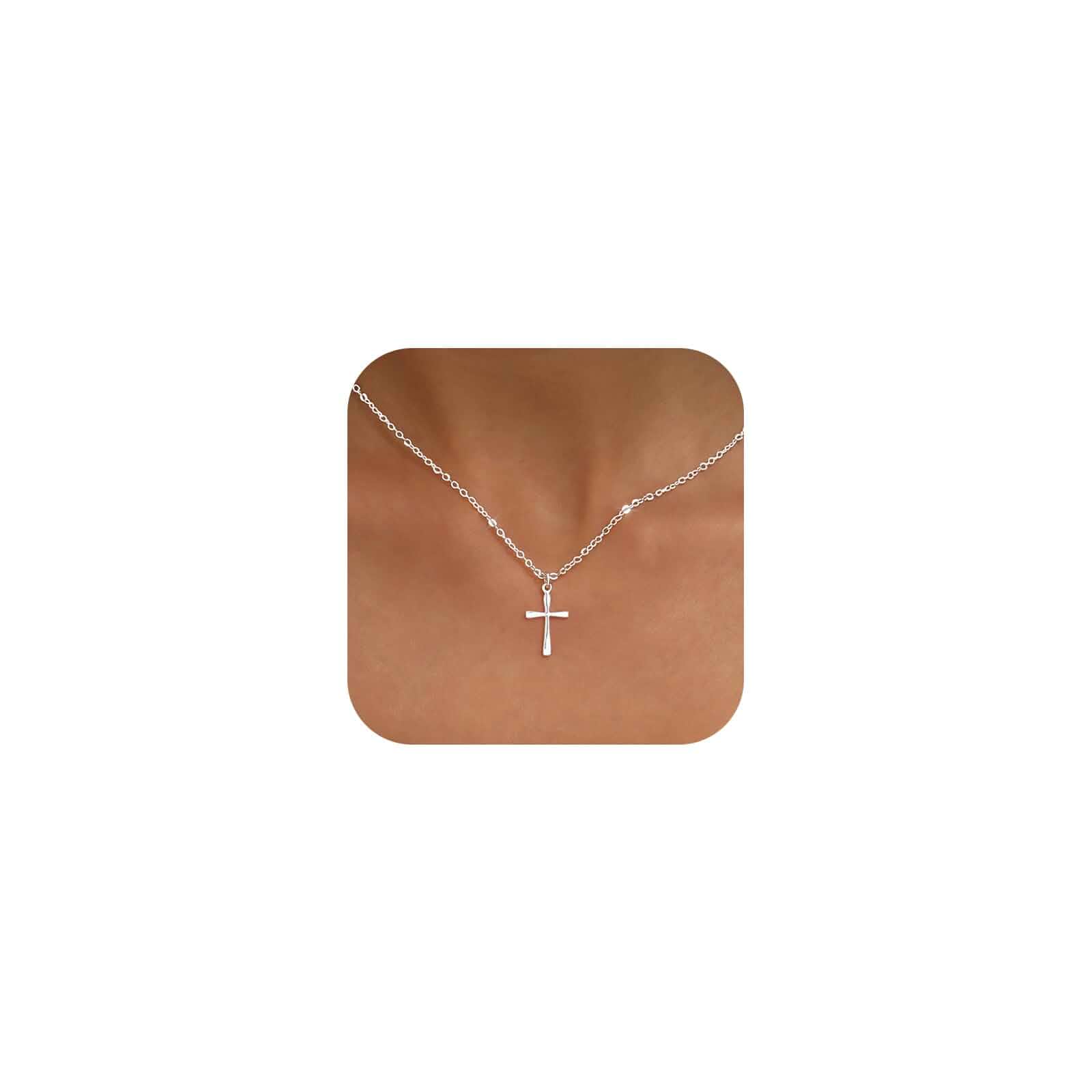 Cross Necklace for Women, Dainty 14K Gold Plated CZ Pendant Marquise Cubic Zirconia Charm, Adjustable Chain, Hypoallergenic & Waterproof, Trendy Christian Faith Jewelry, Religious Gifts