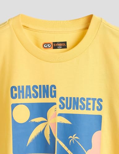 Image of Amazon Brand - Symbol Boys 100% Cotton Graphic Printed Half Sleeves T-Shirt | Age 6-14 Years