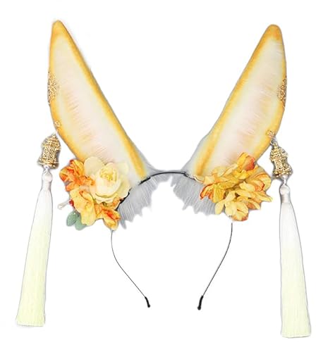 Faylay Women/Girls Cosplay Bunny Ears Rabbit Headband Animal Ears Furry Bunny Ears Party Accessories (YHDW-Yellow) - Yhdw-yellow