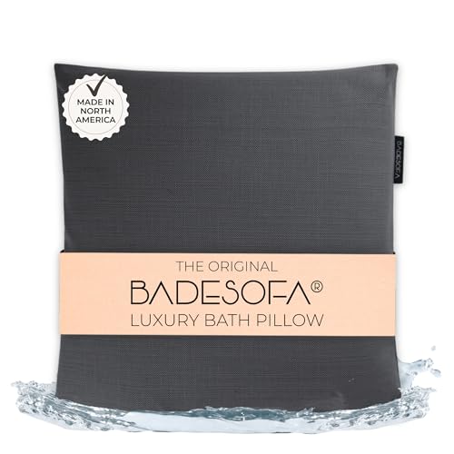 BADESOFA® Luxury Bath Pillow M - Lusciously Soft & Comfortable Tub Pillow for Bathtub - Washable & Quick-Drying Bath Back Pillow - Non-Slip Full Body Tub Pillow - Luxury Spa Cushion in Charcoal