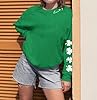 Huovud St. Patrick’s Day Sweatshirts for Women, Lightweight Shamrock Clover Graphic Long Sleeve Casual Irish Loose Fit Tops #2