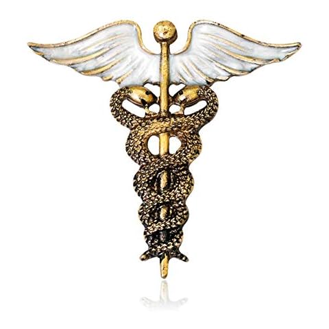LLYANZ Antique Gold Serpentine Logo Snake Caduceus Pins Doctor Nurse Medical Wellness Symbol Badge Jewelry Cover