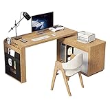 Escritorio De Esquina con Cajones, Escritorio De Computadora Extensible, Mesa De Trabajo para Dormitorio/Estudio/Oficina (Color : Style 2, Size : 140x90x75cm)